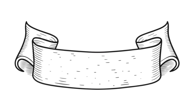 a black and white drawing of a scroll