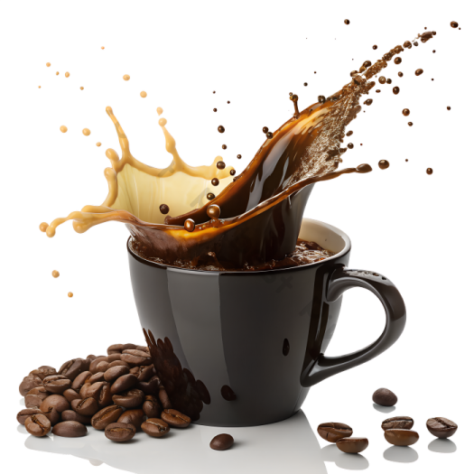 coffee splashing into a cup of coffee