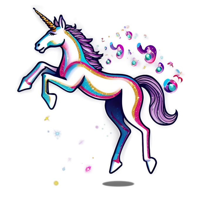 a unicorn with a rainbow mane on its back
