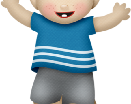 a cartoon boy with his hands up