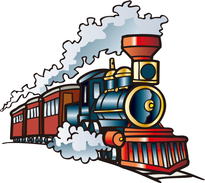 a cartoon train with smoke coming out of it