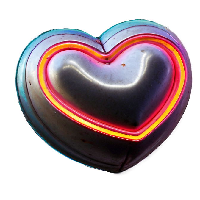 a heart shaped chocolate with neon lights on it
