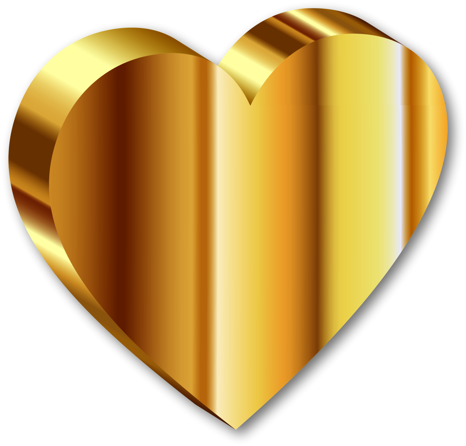 a gold heart on a white background