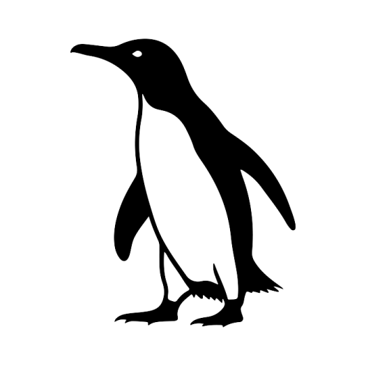 a penguin silhouetted on a white background