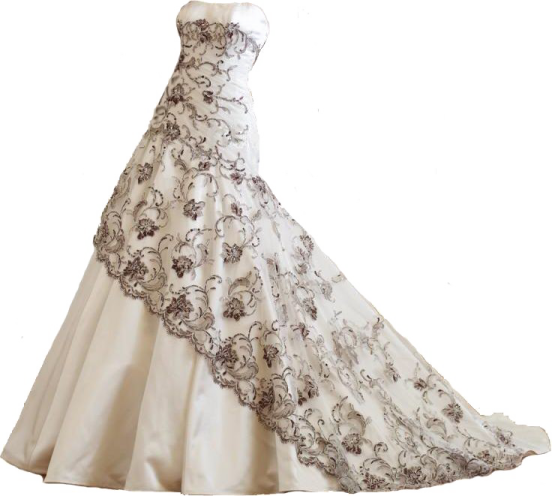 a wedding dress on a manne