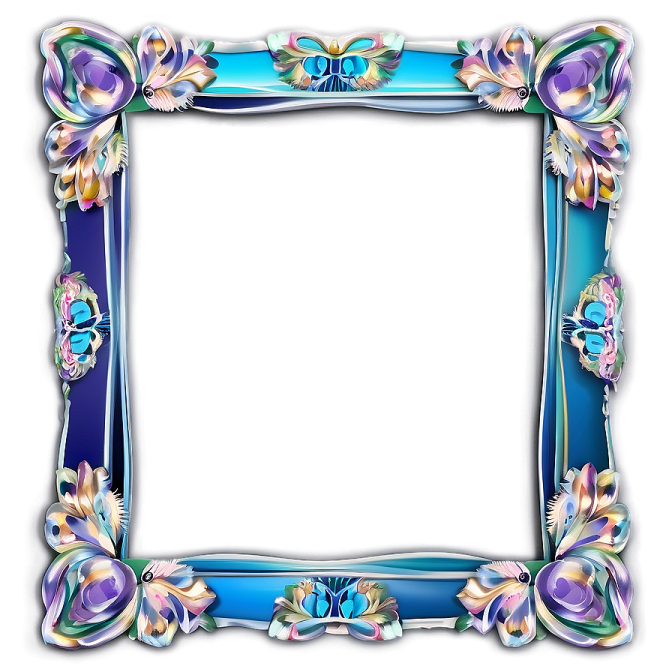 a blue frame with flowers on it