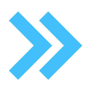 a blue arrow icon on a white background