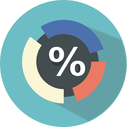 a circular icon with the percentage symbol on it