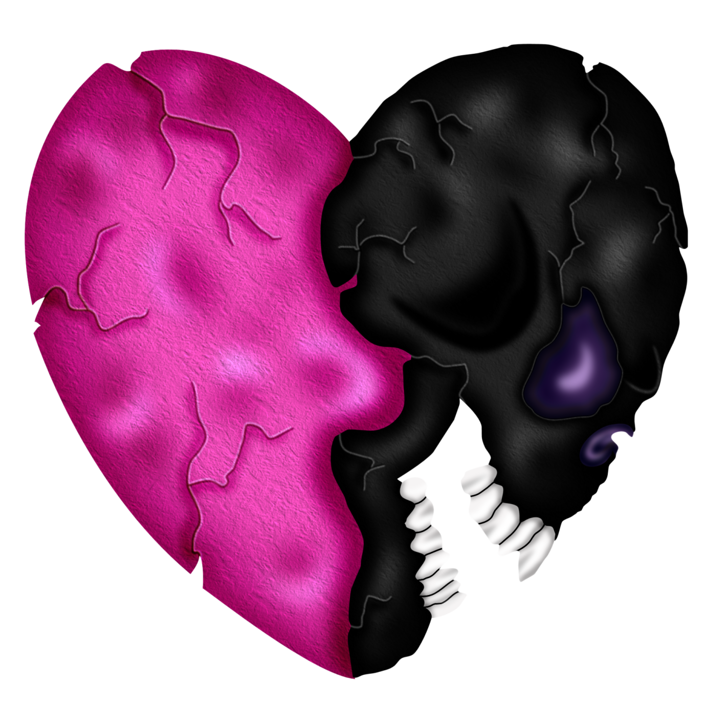 a broken heart is shown in the shape of a skull