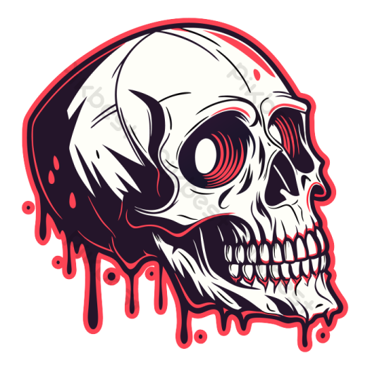 a skull with blood dripping down the side