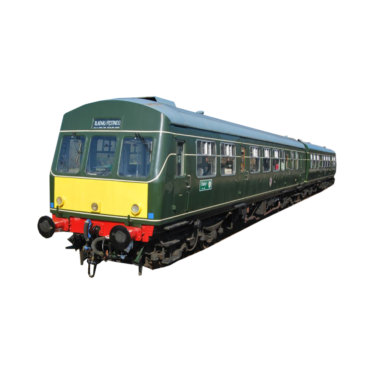 a green and yellow train on a white background