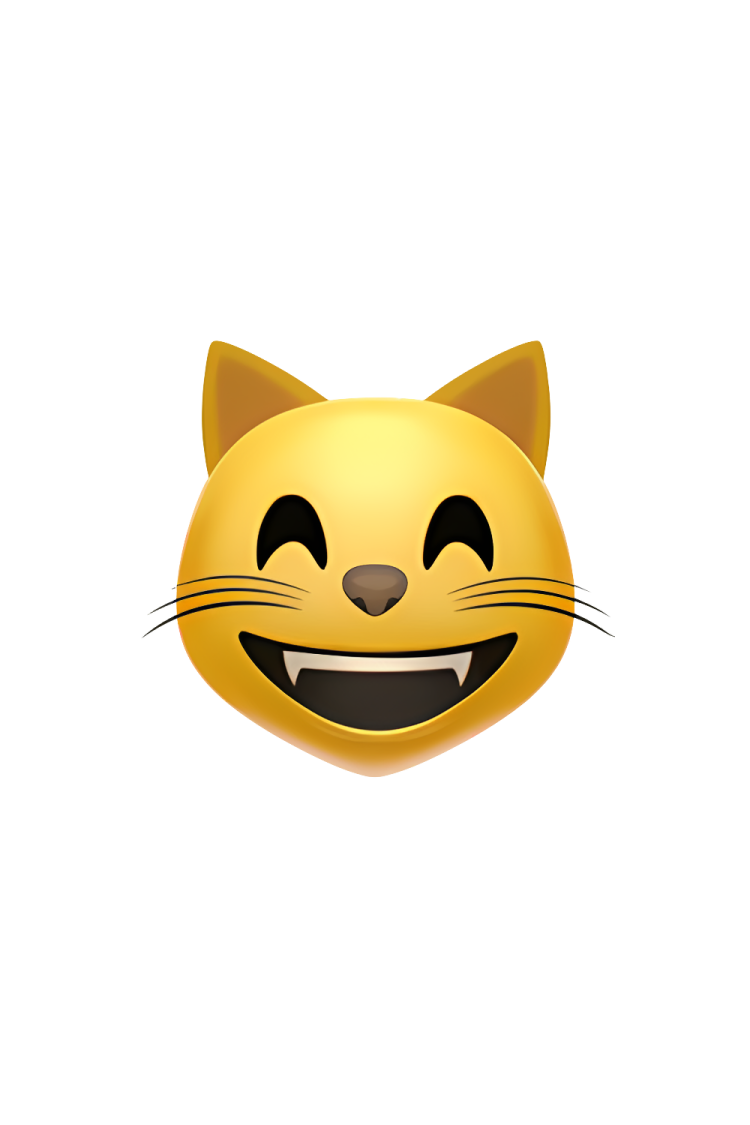 a yellow cat face with a big smile