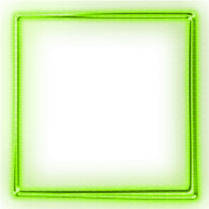 a green square frame with a white background