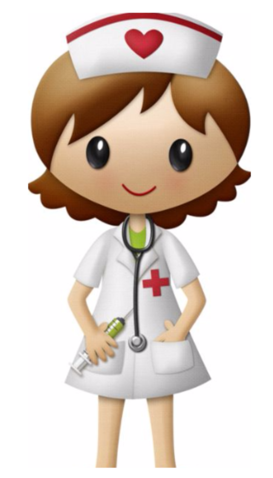 a cartoon nurse with a stel in her hand