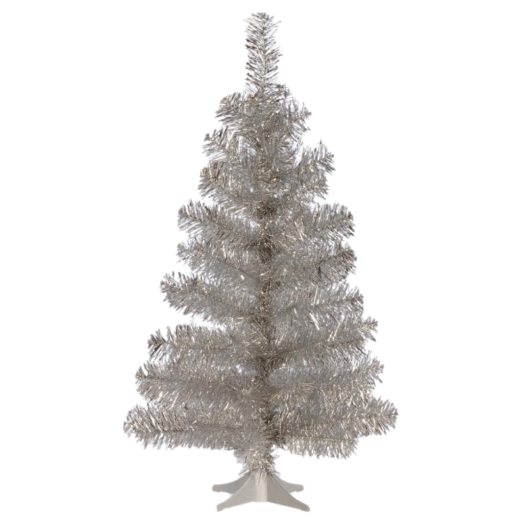 a silver christmas tree on a white background