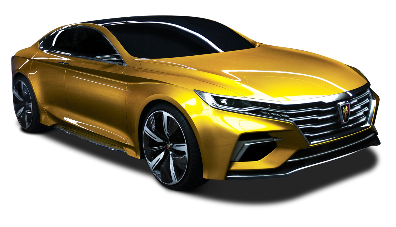 a yellow car on a white background