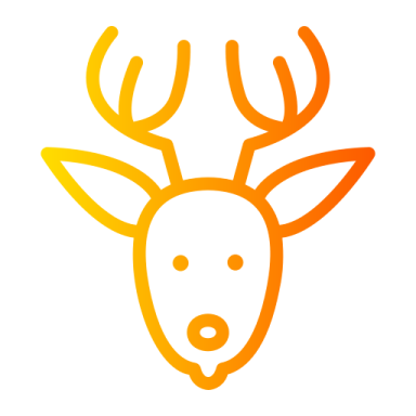 a deer's head with horns