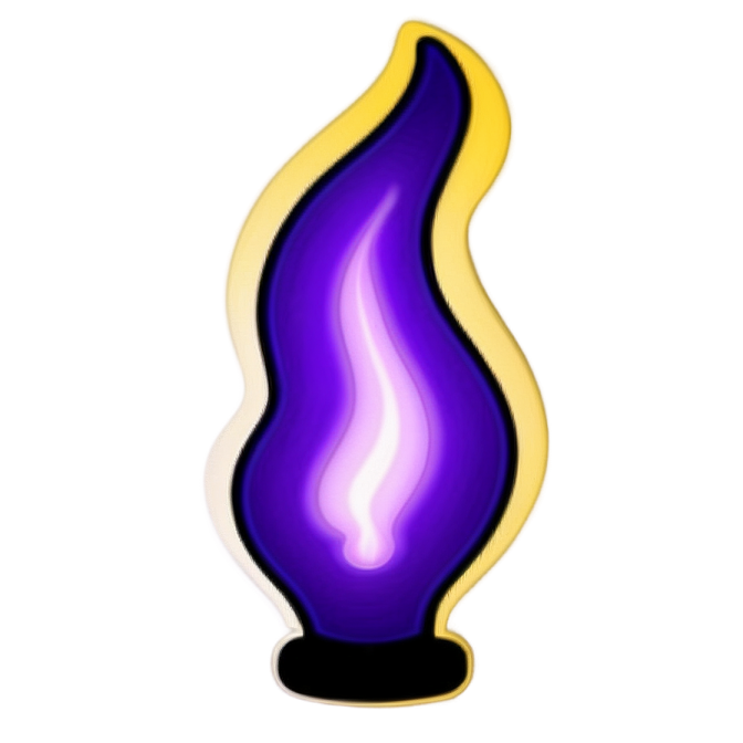 a purple flame on a white background