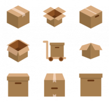 a set of cardboard boxes