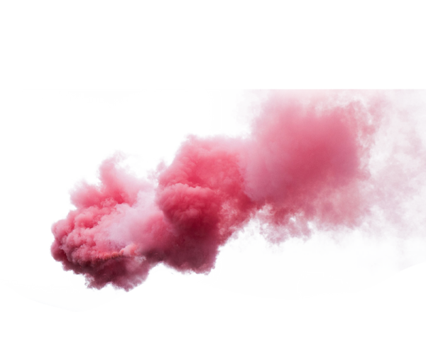 a pink smoke bomb on a white background