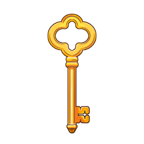 a golden key on a white background