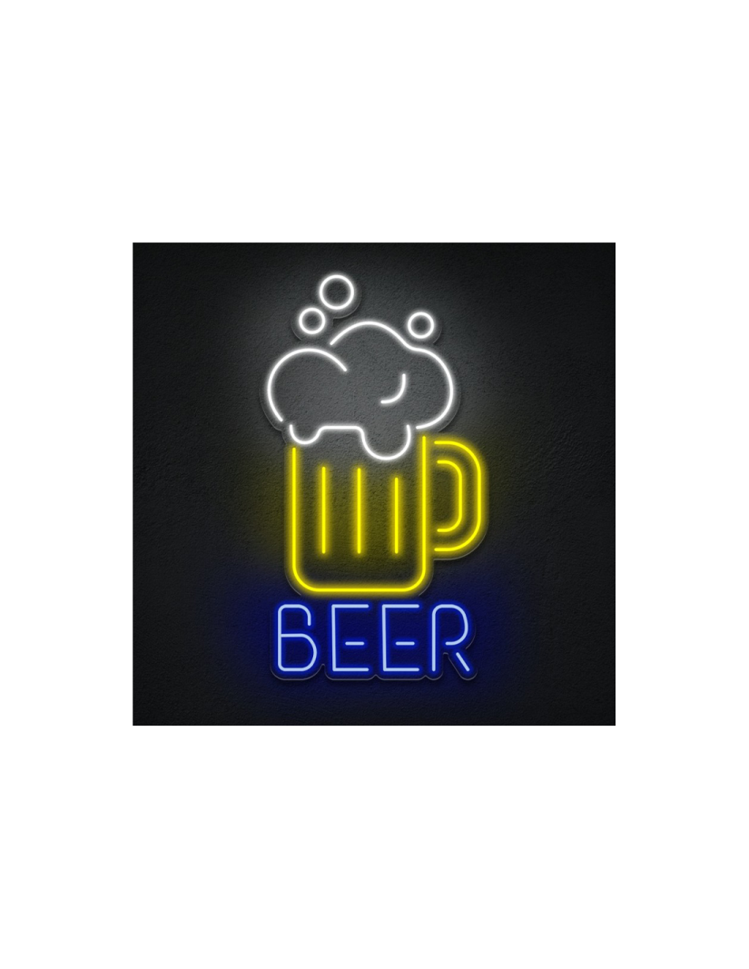 a neon sign with the word beer on it