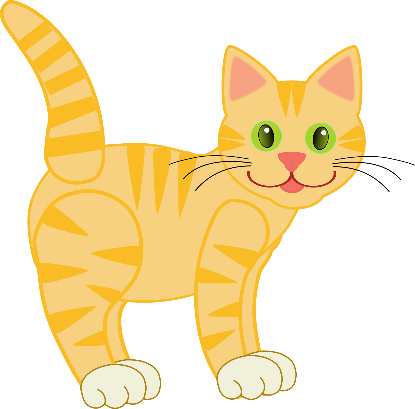 a cartoon cat with green eyes