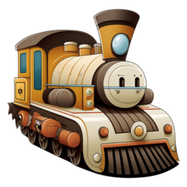 a cartoon train is shown on a white background