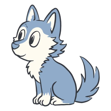 a drawing of a wolf sitting down