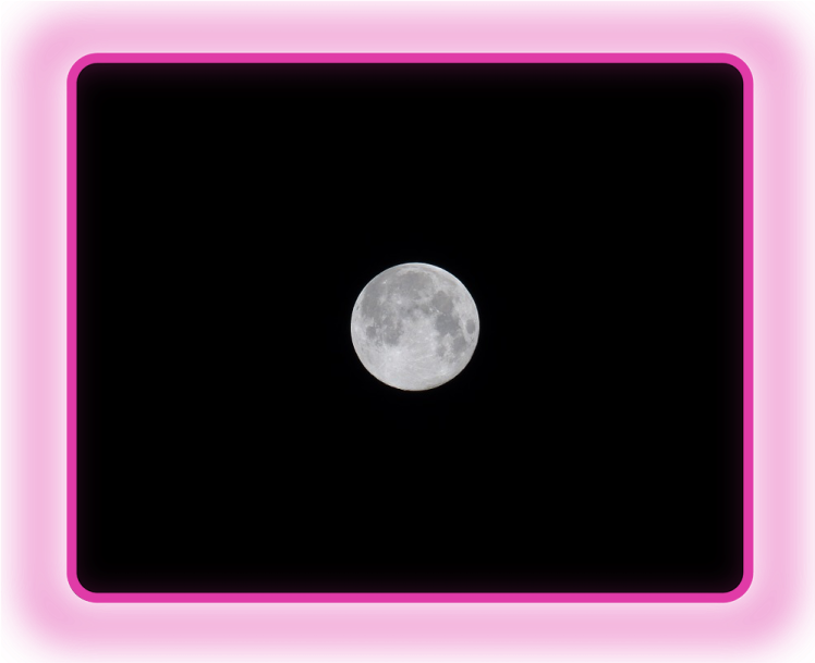 a pink frame with the moon in the background