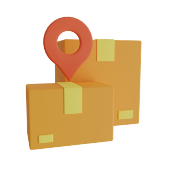 a yellow box with a red marker on it