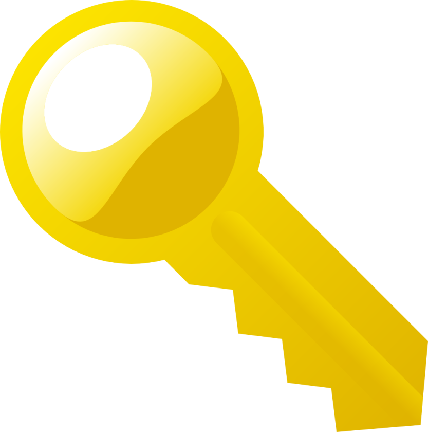 a yellow key on a white background