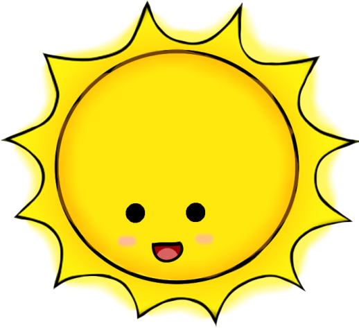 a cartoon sun with a happy face