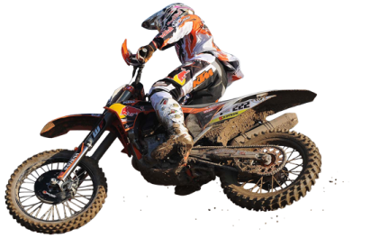 a person riding a dirt bike on a white background