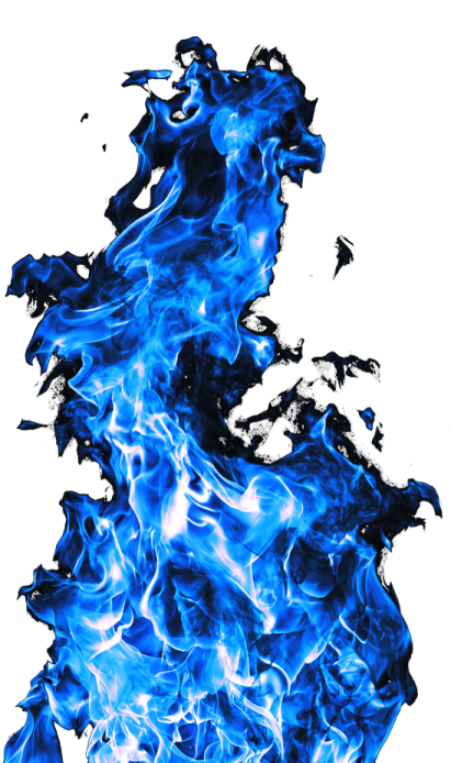 blue fire on a white background