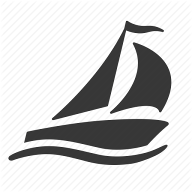 a black and white sail boat icon