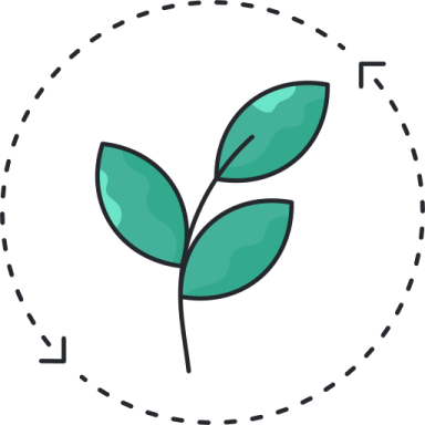 a green leaf in the center of a circle