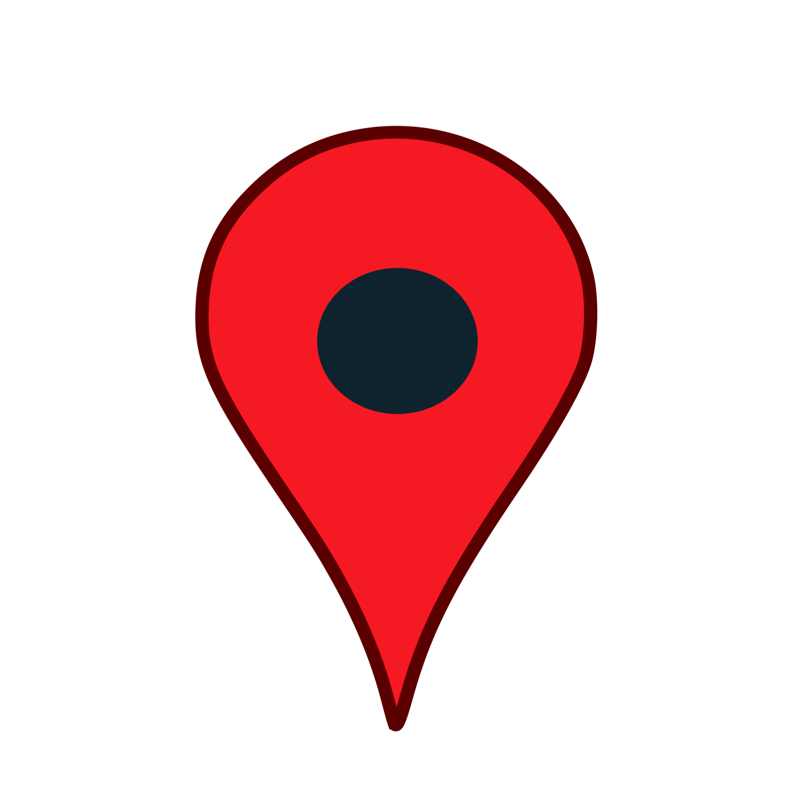a red marker with a black dot on it