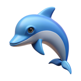 a blue dolphin with a white background