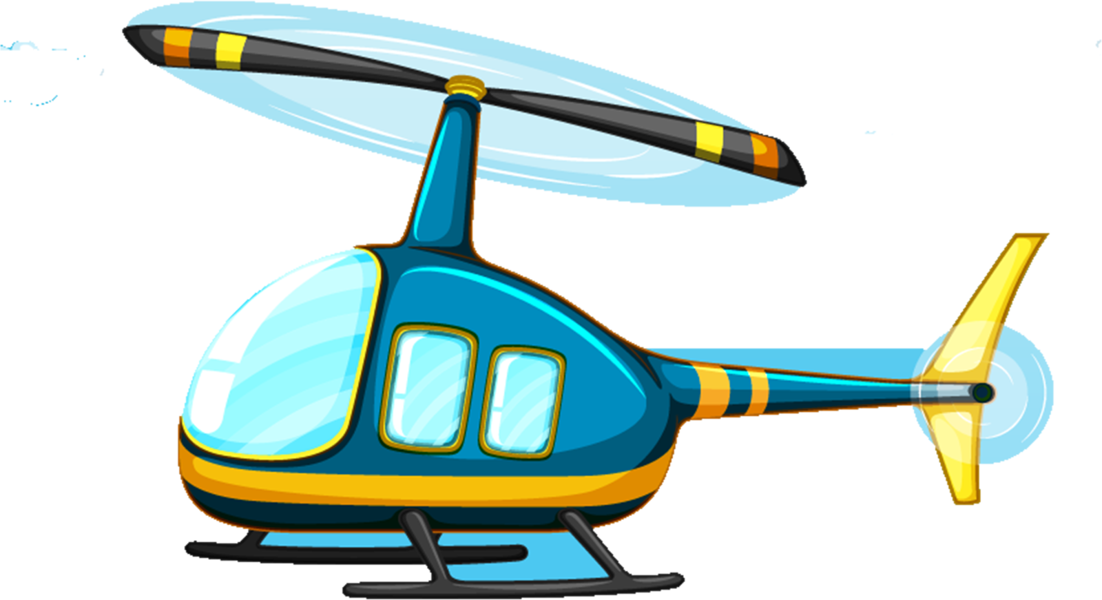 a blue and yellow helicopter