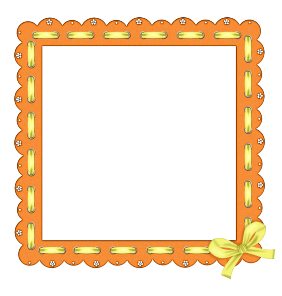an orange frame with a bow around it