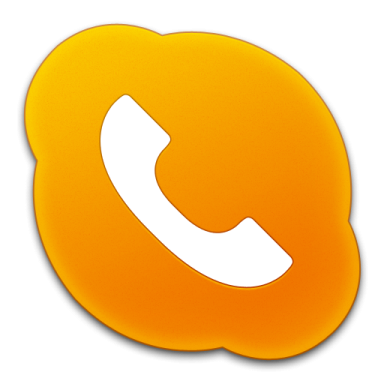 an orange phone icon on a white background