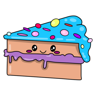 a piece of cake with blue frosting on top