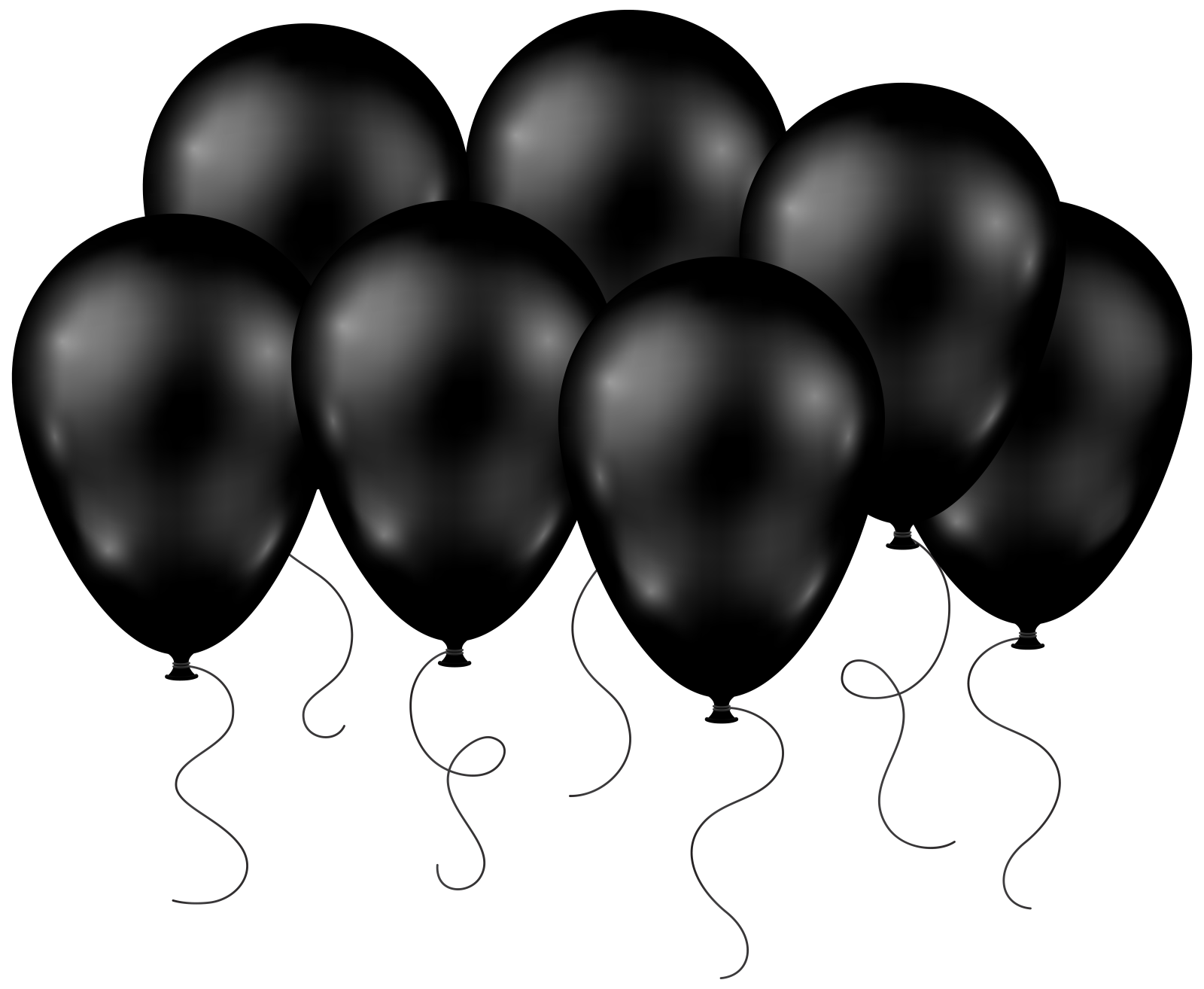 a bunch of black balloons