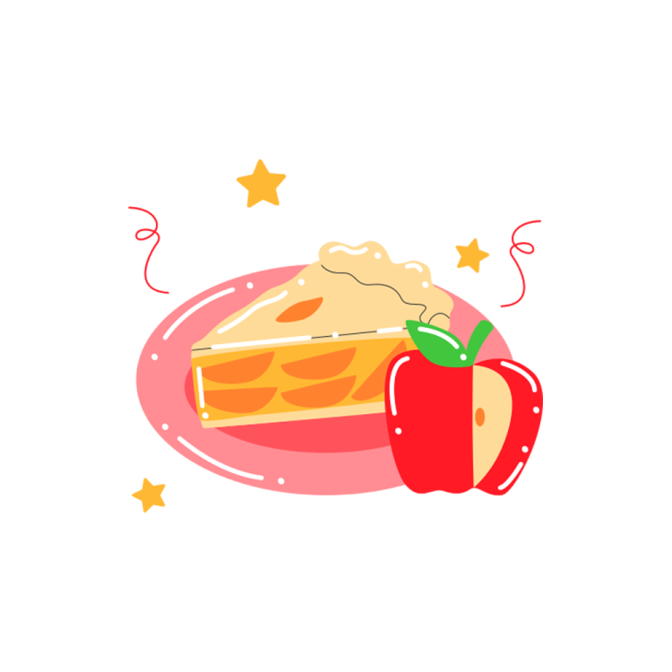a piece of cake and apple on a plate