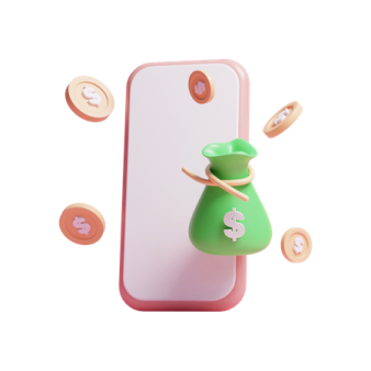 a phone with a green and pink figure on it