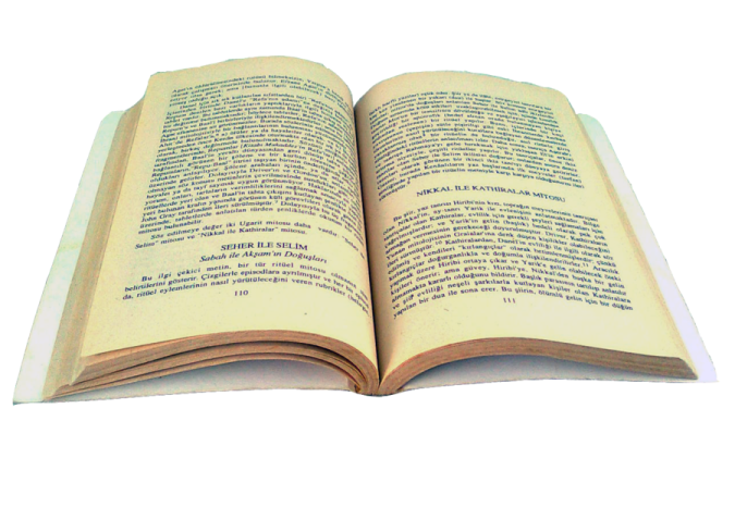 an open book on a white background