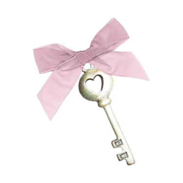 a key with a pink ribbon tied around it