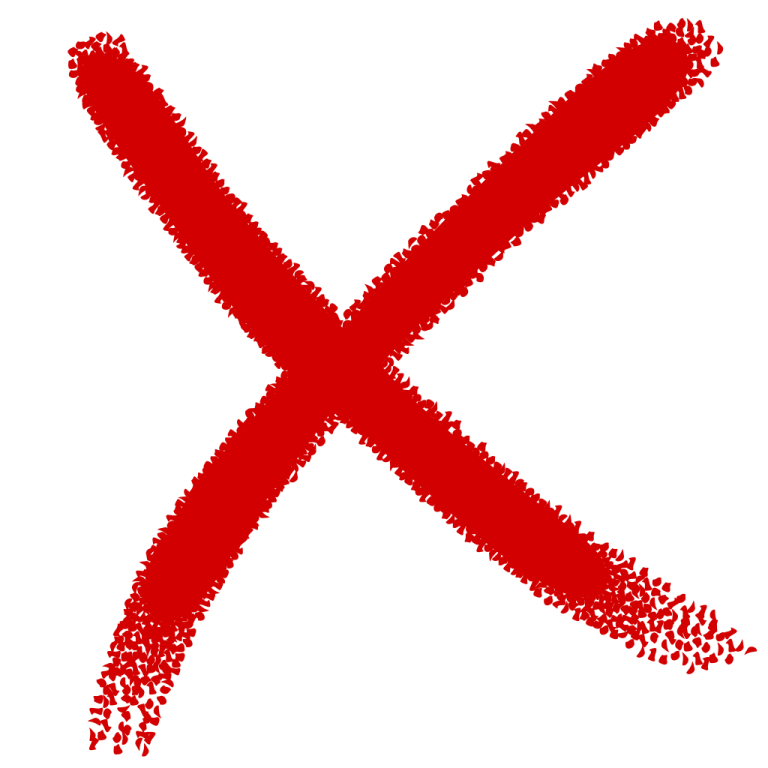 a cross drawn in red ink
