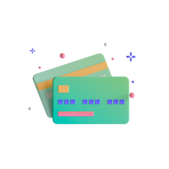 two credit cards, one green and one pink